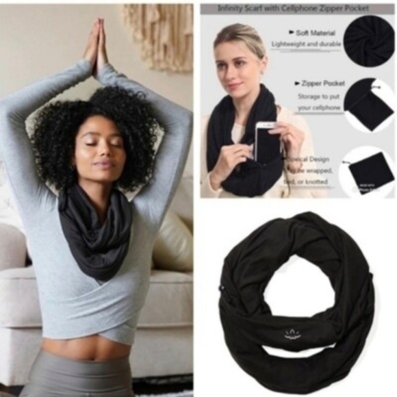 Beyond Yoga Accessories - Beyond Yoga Black Infinity Scarf with Zipper NWT